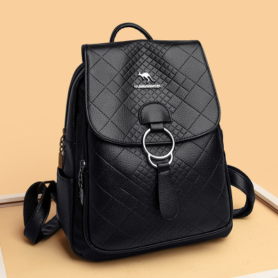 Women's Backpack Fashionable Diamond Plaid Schoolgirl's Schoolbag Versatile Backpack
