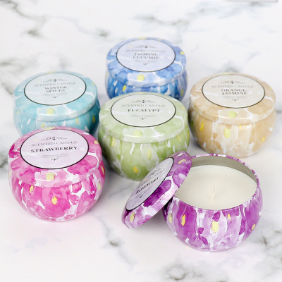 Hot Sale Multi-Color Tinplate Can Natural Fragrance Candle Smoke-Free Aromatherapy Candle Creative Gift for Valentine's Day