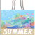 Factory Direct Sales Hot Linen Stitching Seaside Beach Bag 3D High-Definition Printing Letters Cotton String Bag Canvas Bag