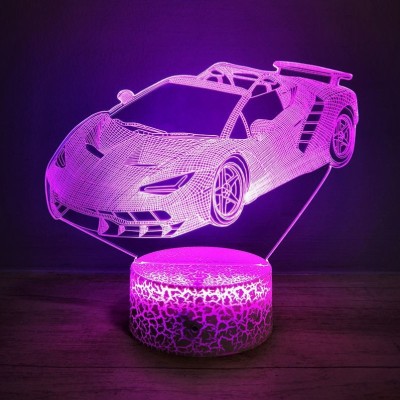 New 3D Creative Sports Car Small Night Lamp Remote Control Ambience Light Car Countertop Small Ornaments for Boyfriend Birthday Gift