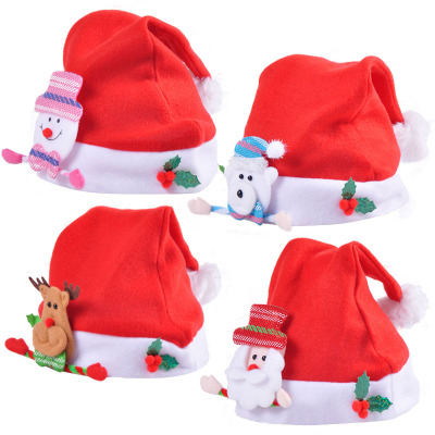 Factory Supply Christmas Hat Adult and Children Style Christmas Ornament Wholesale Short Plush Christmas Hat