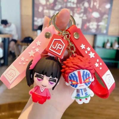 Cartoon Kimetsu No Yaiba Keychain Anime Epoxy Doll Car Key Chain Handbag Pendant Creative Hand-Made Gift