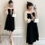Women's Chiffon Dress 2022 Spring New Bow Square Collar Long Sleeve Slimming Youthful-Looking Fake Two-Piece Skirts Fashion