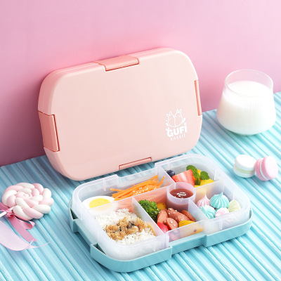INS Internet Celebrity Children's Lunch Box Microwave Oven Student Bento Box Plastic Partitioned and Portable School Amazon Lunch Box