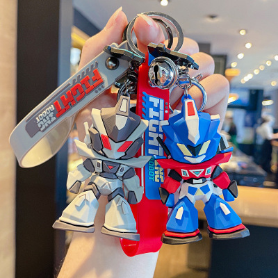 Genuine Cartoon Battle Robot Keychain PVC Figurine Superman Schoolbag Automobile Hanging Ornament Accessories Wholesale