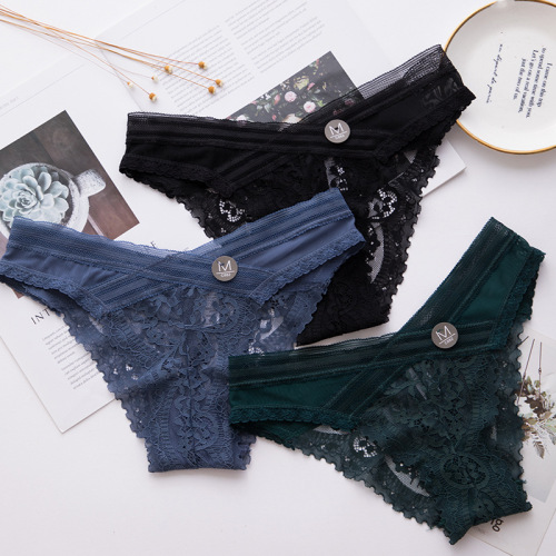 Girlfriend Underwear Lace Edge Sexy Panties Women‘s Thin Briefs Low Waist Seamless Transparent T-Shaped Underpants Women