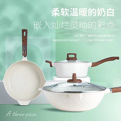 Wok Medical Stone Non-Stick Cookware Household Induction Cooker Universal Gift Pot Die-Cast Aluminum Wholesale Frying Pan Manufacturer