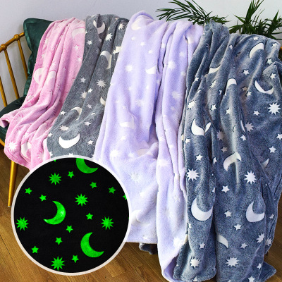 Double-Sided Flannel Luminous Blanket Luminous Blanket Fluorescent Blanket Blanket Summer Air-Conditioning Pillow Blanket Children's Blankets