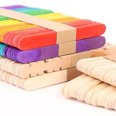 Popsicle Stick Color Ice Cream Stick Popsicle Sticks Wooden Stick Kindergarten Children's Puzzle Handmade DIY Material