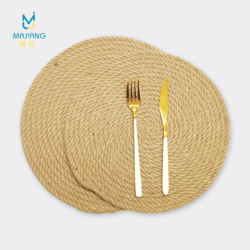 modern minimalist jute placemat thickening heat insulation pad hemp rope placemat kitchen casserole mat double strand hemp woven dining table cushion