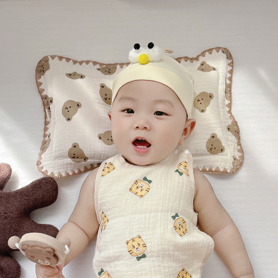 0-1 Years Old Baby Shape Pillow Anti-Deviation Head Four Seasons Universal Type Fixed Head Cotton Cloth Printed Breathable Sleeping Pillow