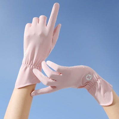 Summer Gloves Women's Thin Ice Silk Spring and Autumn Windproof Quick-Drying Driving Sun-Proof Non-Slip Riding Electrombile Gloves
