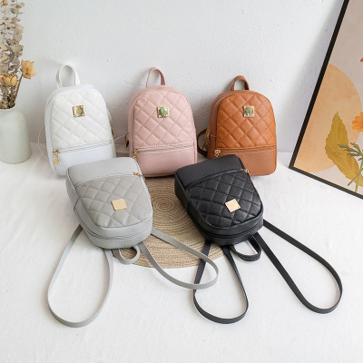 Trendy Fashion Embroidery Rhombus Stitching Backpack 2022 New Foreign Trade All-Match Soft Surface Change and Mobile Phone Bag Wholesale