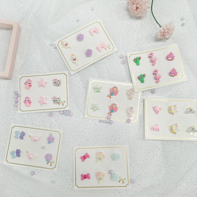 No Pierced Magnet Ear Studs Japanese and Korean Fashion New Earrings Cute Magnetic Piece Ear Clip Pseudo Earrings for Girls and Children