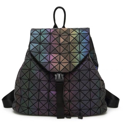 2022 New Pu Luminous Color-Changing Rhombus Geometric European and American/Korean Trendy Student Travel Backpack
