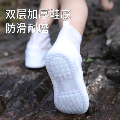 Shoe Cover Wholesale Non-Slip Waterproof Shoe Cover Repeated Use Long Shoe Cover Women's Fashion Outer Wear Double-Layer Thickened