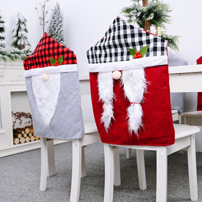 Christmas Decorations Plaid Forest Elderly Chair Cover Faceless Doll Chair Cover Cartoon Chair Cover Backrest