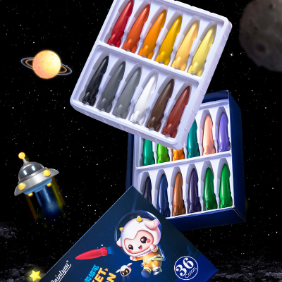 Painted Eryou Rocket Shape Crayon Kindergarten Hand Crayon 8/12/24/36 Color Non-Stick Hand Erasable Shape Crayon