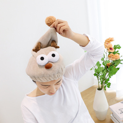 Head Wiping Coral Fleece Thickened Head Towel Hair-Drying Cap Female Absorbent Quick-Drying Towel Cartoon Shower Cap Cute Hair Towel