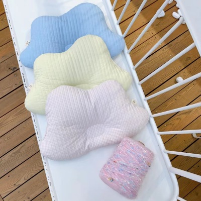 Newborn Pure Cotton Washed Quilted Cloud Pillow Baby Anti-Deviation Head Plastic Pillow Maternal and Child Supplies Baby Pillow