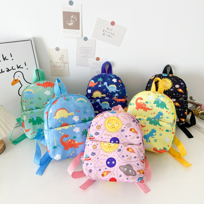 Kindergarten Children Backpack Cartoon Cute Little Dinosaur Lightweight Backpack Boys and Girls Canvas Travel Small Bookbag