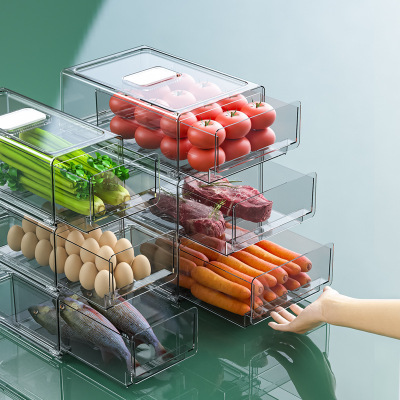 Yi Yi Kitchen Refrigerator Storage Box Drawer Crisper Refrigerator Multi-Layer Fruit Vegetable Egg Dumpling Finishing Box