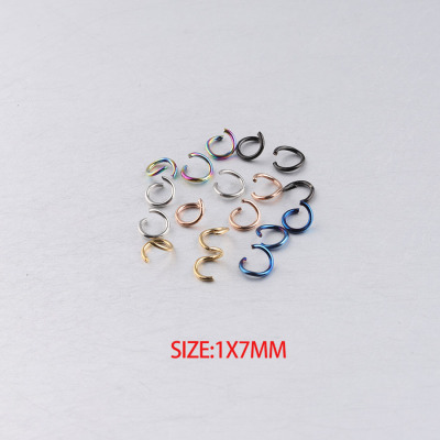 1 * 7mm Steel Color Rainbow Blue Black Stainless Steel Broken Ring Single Circle DIY Connecting Ring 100 Pcs/Bag