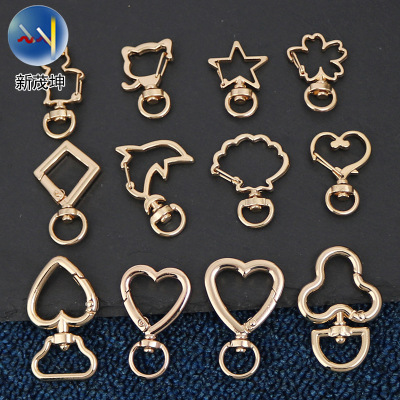 Zinc Alloy Spring Coil Broken Ring Creative Heart-Shaped Keychain Electroplating Product Submission Error, Please Cancel Handling Connection Ring Metal Button