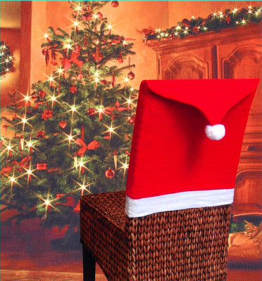 Hot Selling in Stock Red Non-Woven Christmas Chair Cover Christmas Dining-Table Decoration Christmas Hat Soft Feel