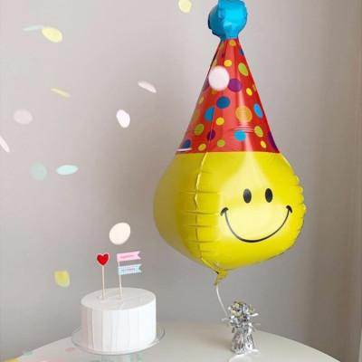 Factory Direct Sales Korean Ins Style Cute Smiley Clown Three-Dimensional Aluminum Balloon Baby Birthday Party Decoration