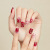 Live Hot Square Head Spot Drill Short Fake Nails 30 Pieces Finished Wine Red Chessboard Grid Wear Nail Handmade Nail