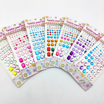Children's Gem Stickers Crystal Diamond Cartoon Stickers Stickers Princess Girl 3D 3D Reward Sticker Decorative Toys