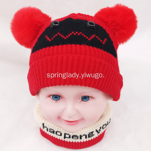 spring lady autumn and winter babies‘ baby wool hat boys and girls hat winter knitted hat scarf set