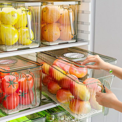 Japanese-Style Refrigerator Storage Box Food Grade Vegetable Fruit Egg Frozen Crisper Kitchen Plastic Sealed Storage Box