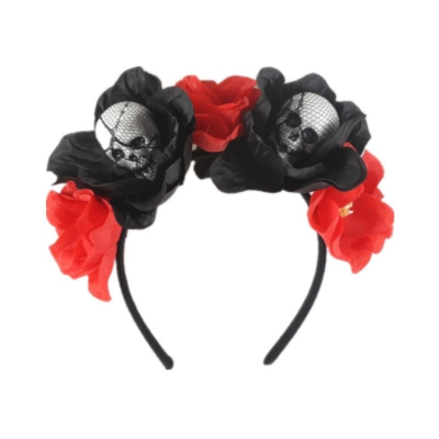 New Ins New European and American Artificial Flower Head Buckle Halloween Party Headband Foam Skull Horror Head