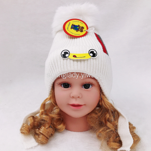 spring lady core-spun yarn boys and girls wool warm cute children‘s hat baby knitted windproof pullover hat
