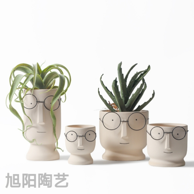 Plain Burning Ceramic Basin DIY Hand-Painted Creative Breathable Basin Succulent Plant Special Clearance Breathable Flower Pot Simple Bonsai