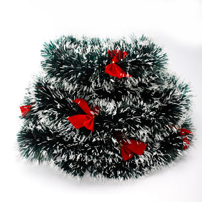 Color Stripes Bubble Silk Wool Tops Christmas Tree Decoration Wool Tops Holiday Stage Atmosphere Decoration Ink plus Bow