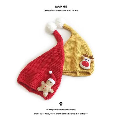 New Children‘s Christmas Hat European and American Baby Warm Cartoon Cap Men‘s and Women‘s Children‘s Beanie Cap Infant Knitted Woolen Cap