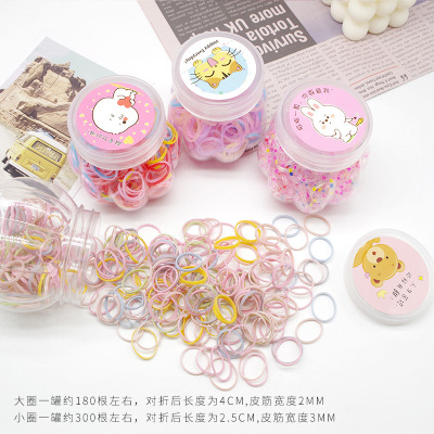 Korean Style Girls' Candy Color Disposable Rubber Band Boxed Baby Harmless Hair Elastic Color Rubber Band Female Hair Accessories