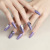 Hot Sale Mid-Length Trapezoid 30 Pieces Handmade Spot Drill Wear Manicure Charming Purple Fake Star Moon Fake Nails with Kit