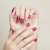 Live Hot Square Head Spot Drill Short Fake Nails 30 Pieces Finished Wine Red Chessboard Grid Wear Nail Handmade Nail