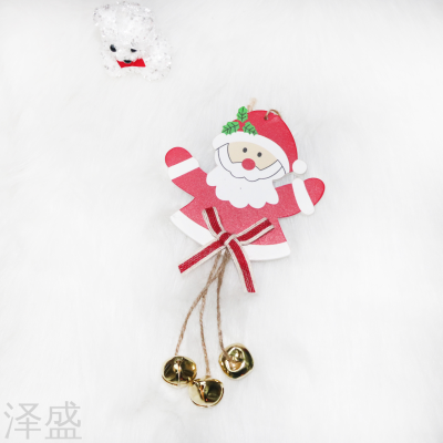 Cross-Border Foreign Trade Christmas Decorations Christmas Wooden Santa Claus Snowman Elk Sticky Pine Cone Bell Bow