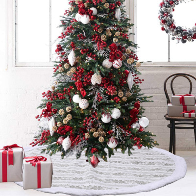 Christmas Decoration Supplies Gray Snowflake Knitted Tree Skirt 1.2 M Christmas-Tree Skirt Tree Skirt Amazon Hot