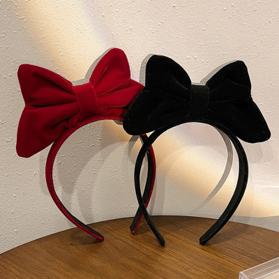 New Year Bright Red Three-Dimensional Bow Headband Instafamous Princess Cute Hairpin Hair Band Shredded Hairpin Headdress Hair