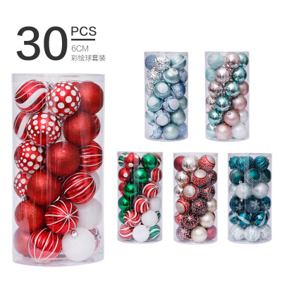 Cross-Border Christmas Decorations 6cm/30PCs Shaped Painted Christmas Ball Set Christmas Tree Pendant