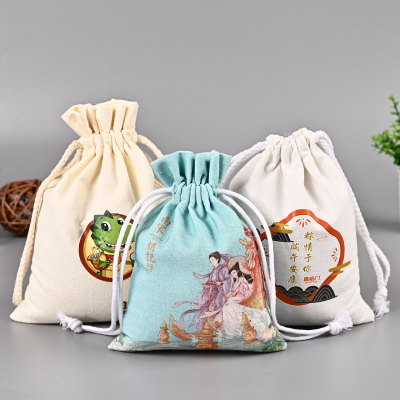 Factory Wholesale Custom Cotton Canvas Bag Drawstring Drawstring Pocket Jewelry Storage Bag Special Packaging Bag Printable Logo