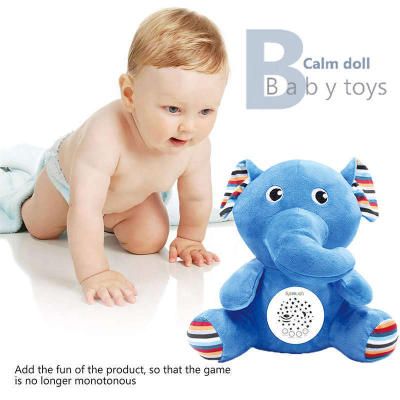 Soothing Sleeping Baby Toy Elephant Plush Washable with Projection Night Light and Music