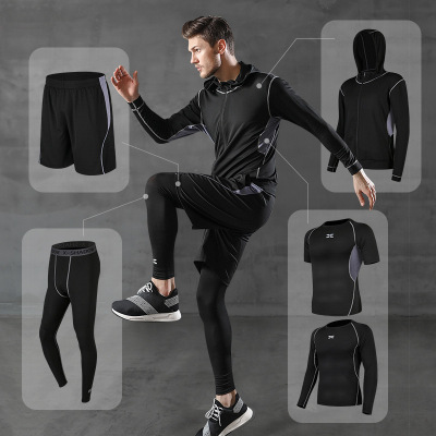 Running Sports Suit Men's Casual Men's Workout Clothes Sports Shorts Quick-Drying Tights Short Sleeve Training Sportswear