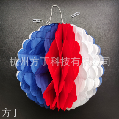 New 70 Th Anniversary Celebration Honeycomb Ball Ornaments Independence Day Red Blue White Theme Scene Decoration